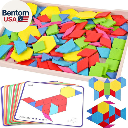 Wooden pattern blocks shapes - wooden,