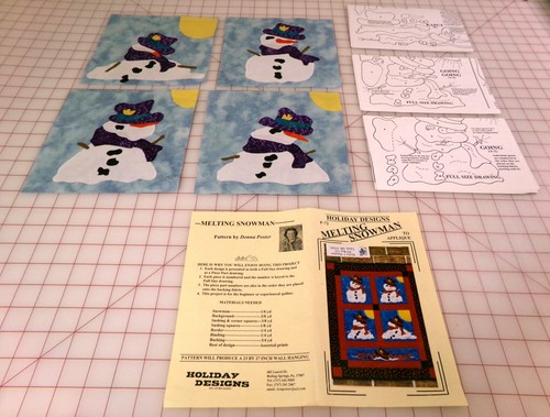 Melting snowman fabric blocks - snowman,