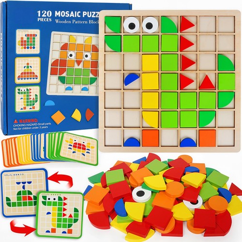 Wooden 120 pcs pattern blocks - wooden,