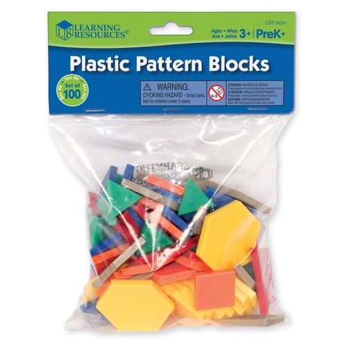 Plastic pattern blocks - plastic, 100