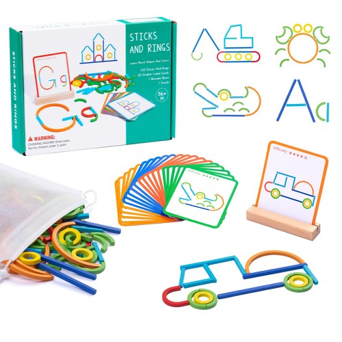 142pcs wooden pattern blocks - wooden,